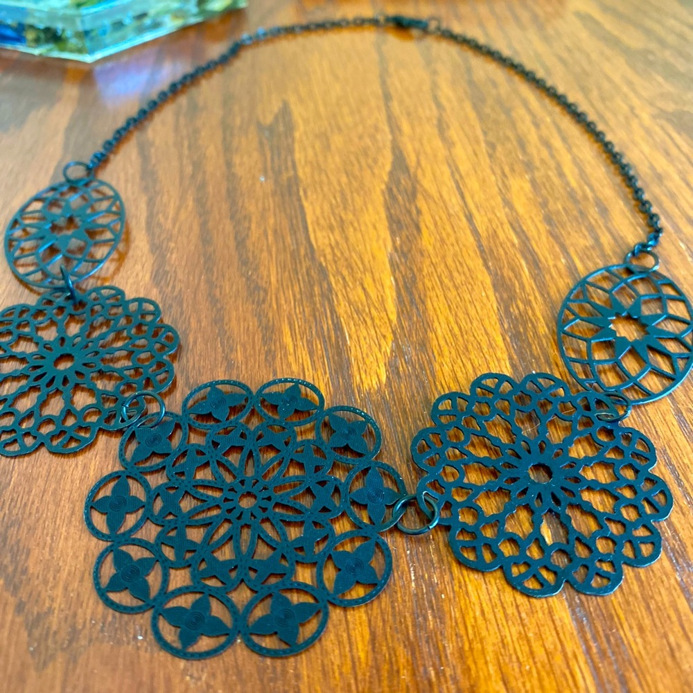 Black Floral Necklace